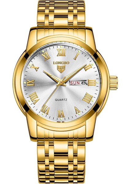 83055-8 Longbo 83055 Longbo 83055 Büyük Kadran Beyefendi Kuvars Saatler Takvim Çelik Orijinal Erkek Saat Su Geçirmez (Yurt Dışından)