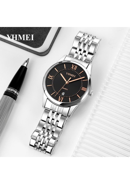 Beyaz Klasik Paslanmaz Çelik Kayış Erkek Saatler Moda Spor Saatler 30 M Su Geçirmez Adam Kol Saati Iş Kuvars Saatler (Yurt Dışından) fırsatları