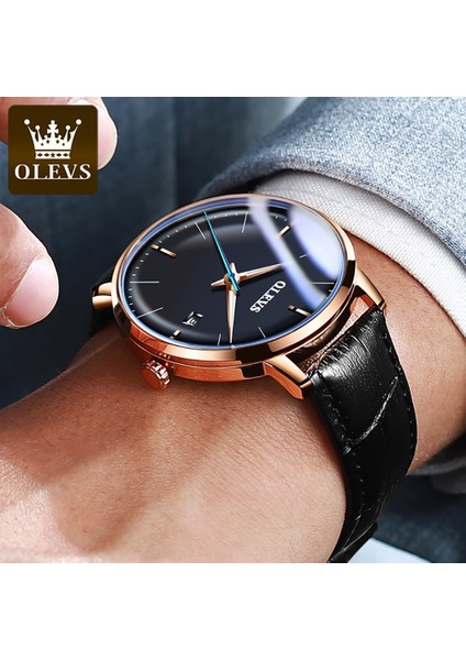 Kutu Mekanik Saat Olevs 6609 Lüks Marka Moda Spor Mekanik Erkek Izle Klasik Takvim Tarih Suya Dayanıklı Özelliği Deri Bantlı Saat (Yurt Dışından) modelleri