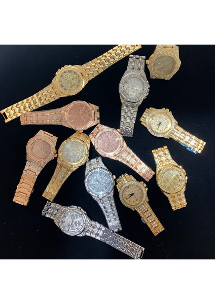 HHW001 Gül Altın Yüksek Kalite Çok Stil 18K Altın Izle Erkekler Lüks Elmas Buzlu Out Saatler Üst Marka Lüks Yüksek Kalite Erkek Kuvars Izle (Yurt Dışından) fiyatları