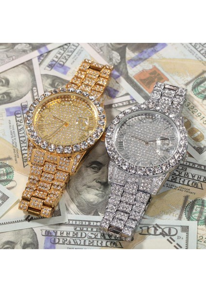 HHW001 Gül Altın Yüksek Kalite Çok Stil 18K Altın Izle Erkekler Lüks Elmas Buzlu Out Saatler Üst Marka Lüks Yüksek Kalite Erkek Kuvars Izle (Yurt Dışından) indirimleri