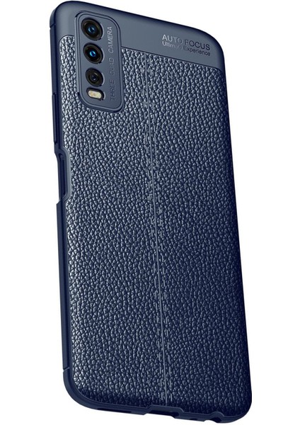 Vivo Y20 Kılıf Focus Derili Silikon - Lacivert 300099