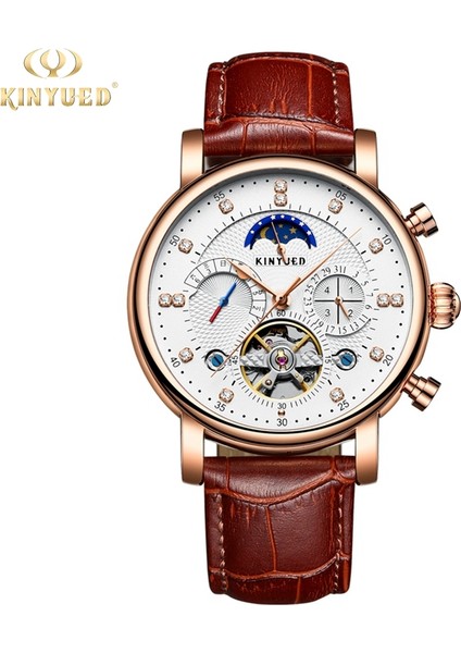 JYD11200211 Kinyued J025 Lüks Saat Mekanik Ay Evresi Takvimi Yüksek Kaliteli Otomatik Tourbillon Mekanik Adam Izle (Yurt Dışından)