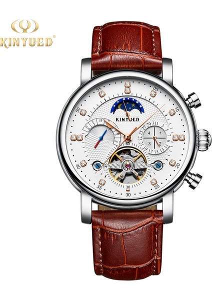 JYD11200211 Kinyued J025 Lüks Saat Mekanik Ay Evresi Takvimi Yüksek Kaliteli Otomatik Tourbillon Mekanik Adam Izle (Yurt Dışından) fırsatları