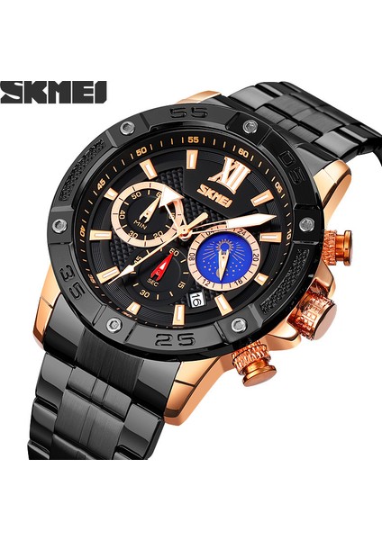 9235.01 Skmei 9235 Yüksek Kaliteli Şık Erkek Kuvars Izle Otantik Paslanmaz Çelik Band 3 Kadran Kronograf Takvim Rahat Kol Saati (Yurt Dışından)