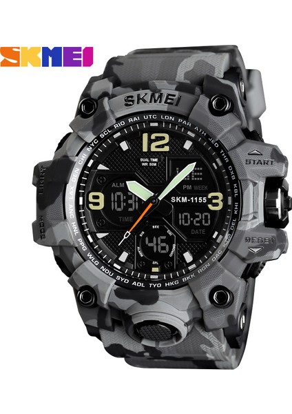 SKMB983012 Spor Izle Yeni Varış Skmei 1155B Spor Dijital Beyaz Renk Erkek Kronograf ve Analog Spor Kol Saatleri Kendi Logonuzu Özelleştirin (Yurt Dışından)