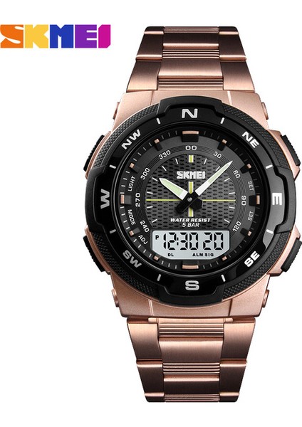 SKMD6322 Resim Olarak Skmei 1370 Erkek Izle Moda Spor Saatler Paslanmaz Çelik Kayış Erkek Saatler Kronometre Chronograph Su Geçirmez Kol Saati Erkekler (Yurt Dışından)