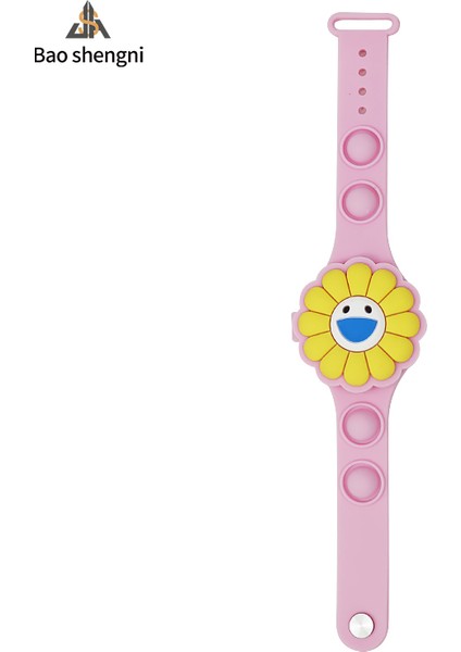 Pembe Karikatür/ayçiçeği 2022 Çin'de Yapılan Yeni Tasarım Ayçiçeği Karikatür Izle Desteği Özel Silikon LED Dijital Saat Çocuklar Için (Yurt Dışından)