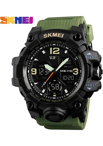 Stil 4 Skmei 1155B 2023 1155 Üst Marka Spor Izle Erkekler Dijital Saatler 5bar Su Geçirmez Çift Ekran Kol Saatleri Relogio Masculino (Yurt Dışından)