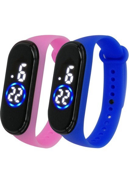 Mavi Tpe Silikon LED Işık Dijital Spor Kol Saati Çocuk Kadın Kız Erkek Erkek Promosyon Hediyeler Için LED Dokunmatik Silikon Tpu Izle (Yurt Dışından)