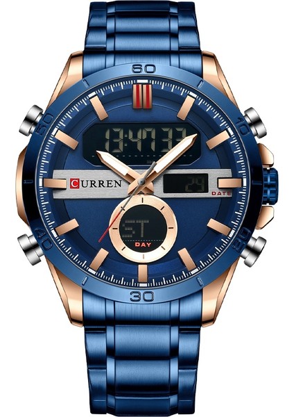 C3 Seçilen 8384 Güncel Çift Hareket Mavi Paslanmaz Çelik Kayış Ingle Katlanır Toka Dijital Erkek Izle Sportif Trend (Yurt Dışından)
