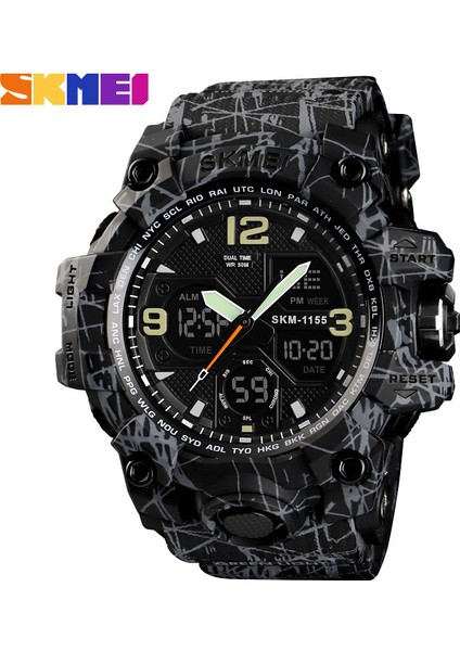 SKMB981201 Spor Izle Yeni Varış Skmei 1155B Spor Dijital Beyaz Renk Erkek Kronograf ve Analog Spor Kol Saatleri Kendi Logonuzu Özelleştirin (Yurt Dışından)