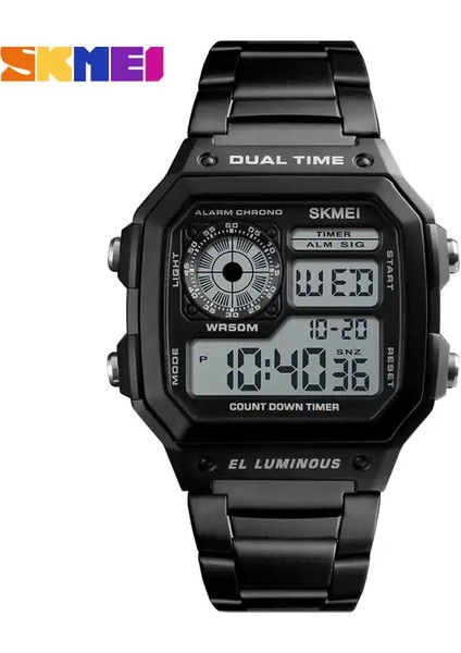 Stil 2 Skmei 1868 Relojes Skmei 1335 Erkek Klasik Elektronik Saatler Paslanmaz Çelik Kayış Dijital Saat (Yurt Dışından)