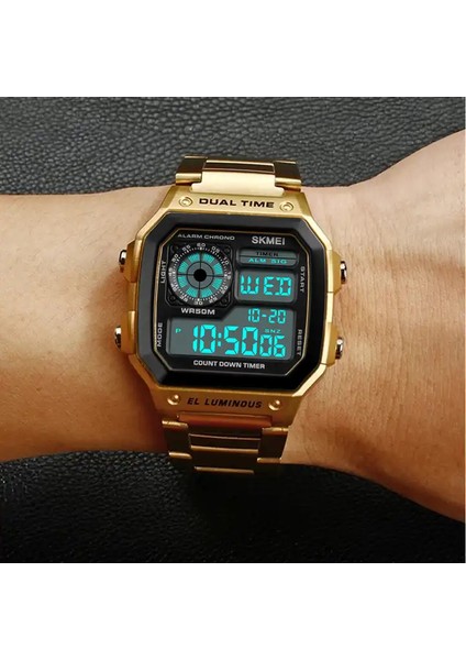 Stil 2 Skmei 1868 Relojes Skmei 1335 Erkek Klasik Elektronik Saatler Paslanmaz Çelik Kayış Dijital Saat (Yurt Dışından) fiyatları