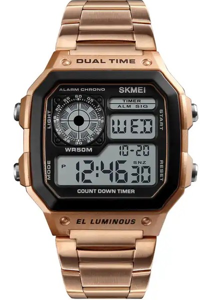 Stil 2 Skmei 1868 Relojes Skmei 1335 Erkek Klasik Elektronik Saatler Paslanmaz Çelik Kayış Dijital Saat (Yurt Dışından) indirimleri