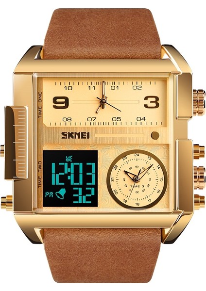 Siyah/kahve L 2023 Yeni Tasarım Skmei 1391 Lüks Moda Büyük Kadran Erkek Kol Saati 3 Kez Su Geçirmez Deri Erkekler Izle (Yurt Dışından)