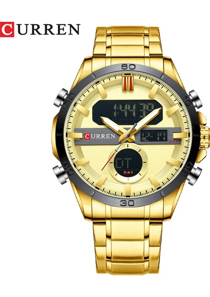 C5 Seçilen 8384 Güncel Çift Hareket Mavi Paslanmaz Çelik Kayış Ingle Katlanır Toka Dijital Erkek Izle Sportif Trend (Yurt Dışından)