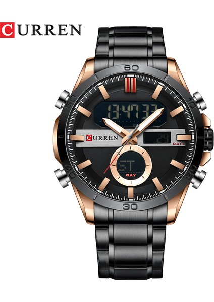 C5 Seçilen 8384 Güncel Çift Hareket Mavi Paslanmaz Çelik Kayış Ingle Katlanır Toka Dijital Erkek Izle Sportif Trend (Yurt Dışından)