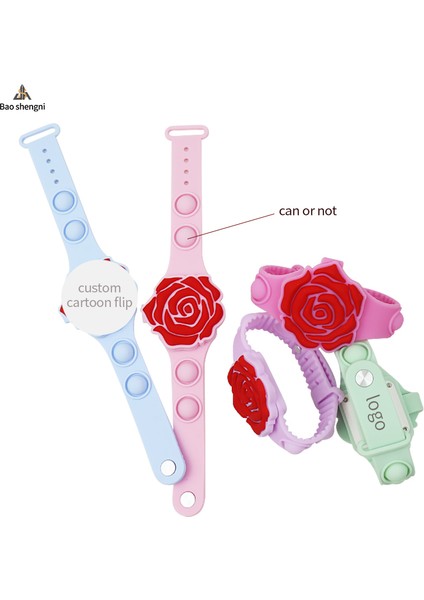 Stil 3 Sevimli ve Fonksiyon Sağlık Spor Saatler Silikon LED Dijital Saat Kabarcık Stres Moda Gül Çiçek Reloj Karikatür Hediye Çocuklar Için Izle (Yurt Dışından)