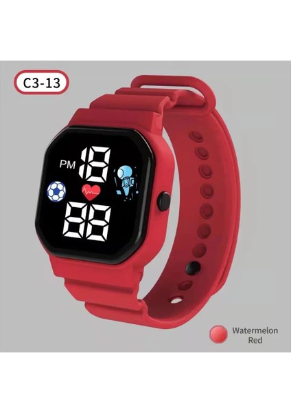 Kırmızı Gri Çocuk Elektronik Silikon Bant Fwristwatch Spor Erkek ve Kız Öğrenciler Için LED Dijital Saat (Yurt Dışından)