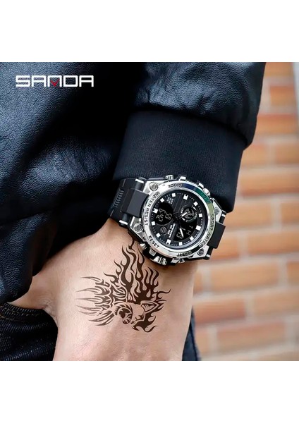 SDA8307 Resim Olarak Sanda 739 Erkek Saatler Su Geçirmez Spor Kol Saati Çift Ekran Dijital Saat Erkek Relogio Masculino (Yurt Dışından)
