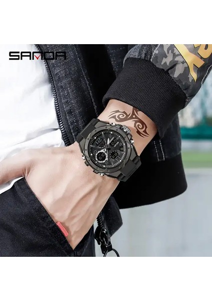 SDA8307 Resim Olarak Sanda 739 Erkek Saatler Su Geçirmez Spor Kol Saati Çift Ekran Dijital Saat Erkek Relogio Masculino (Yurt Dışından)