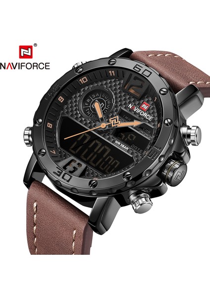 LXA130102 Naviforce NF9134 Orijinal Erkek Çift Ekran Bilek Saatler LED Çok Fonksiyonlu Moda Erkek Klasik Dijital Saat (Yurt Dışından)