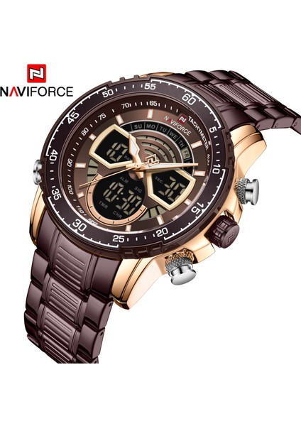 LX91892121 Naviforce 9189 Fonksiyonel Erkek Analog Dijital Saatler Su Geçirmez Alarm Lüks Kronograf Adam Izle (Yurt Dışından)