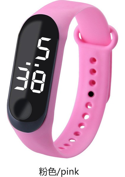 Pembe M3 Moda Erkek Çocuk Spor Su Geçirmez Silikon Bilezik Bilek Saatler Dokunmatik Ekran LED Reloj Dijital Saat (Yurt Dışından)