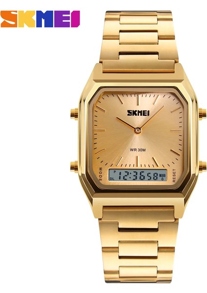 Altın Resim Olarak Modern Skmei 1220 Gümüş Izle Erkek Bilek Çelik Izle Kuvars Dijital Kol Saati Saat Logo ile Özelleştirilmiş (Yurt Dışından)