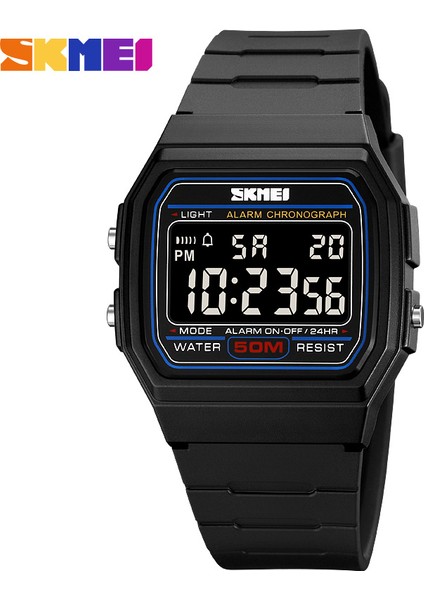Siyah-Siyah Dijital Saat Skmei 2042 Spor Izle Yumuşak Tpu Bant Erkek Kadın Dijital Su Geçirmez Saat Rahat Kare Klasik Dijital Saat (Yurt Dışından)