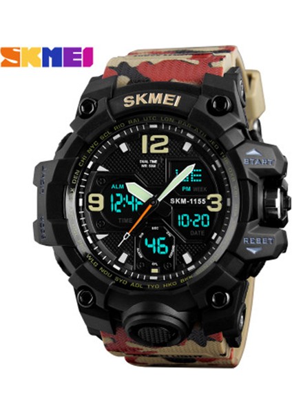 Kamuflaj Mavi Moda Tasarım Skmei 1155 Analog Dijital Ekran Izle Erkekler Için Reloj Kauçuk Kayış Suya Dayanıklı El Bilek Saati (Yurt Dışından)