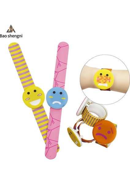 Stil 4 Sevimli, Moda Güzel Duygu Oyuncak Çocuk Saatler Dokunmatik Ekran LED Dijital Silikon Okted Kayış Izle Çocuklar Için LED Tokat Izle (Yurt Dışından)