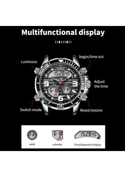 FB0007C Dijital Saat Lige Izle FB0007 Lüks Chronograph Erkek Spor Saatler Erkekler Su Geçirmez Erkekler Için Dijital Saatler Relogio Masculino (Yurt Dışından)