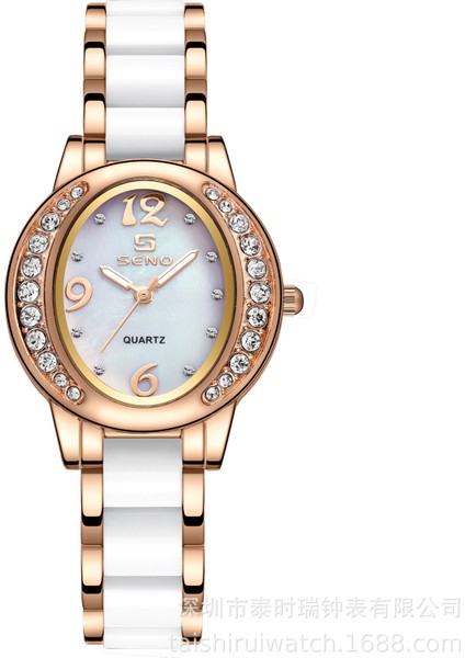 Gül Altın Beyaz Plaka WATCH2023 Yeni Onurlu Cömert Stil Moda Oval Izle Kadın Mizaç Trendi Kadın Izle Pırlantalı (Yurt Dışından)