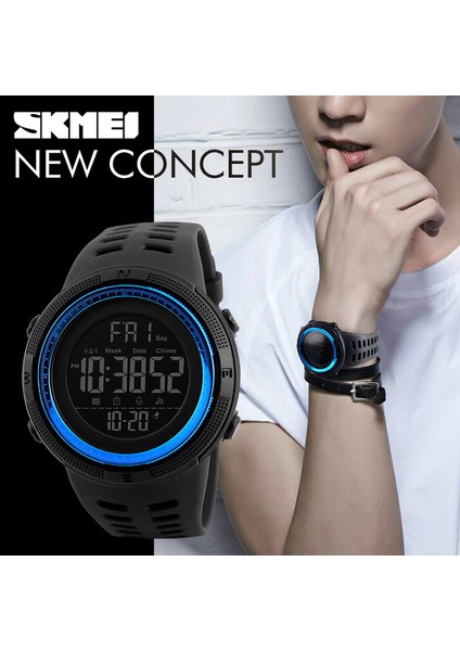 SKMB570128 Erkek Saat Skmei 1251 Çok Fonksiyonlu Kauçuk LED Dijital 50 M Su Geçirmez Saatler Adam Moda Işık Hafta Kron Izle (Yurt Dışından)