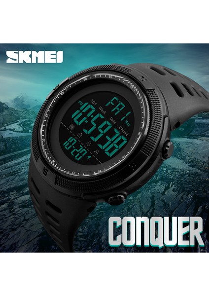 SKMB570128 Erkek Saat Skmei 1251 Çok Fonksiyonlu Kauçuk LED Dijital 50 M Su Geçirmez Saatler Adam Moda Işık Hafta Kron Izle (Yurt Dışından)