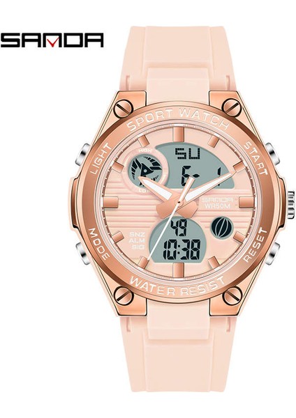 SDD2405 Sanda 6067 Alarmlı 5ATM Su Geçirmez Saatler Dijital Analog Erkek Bayan Spor Saat (Yurt Dışından)