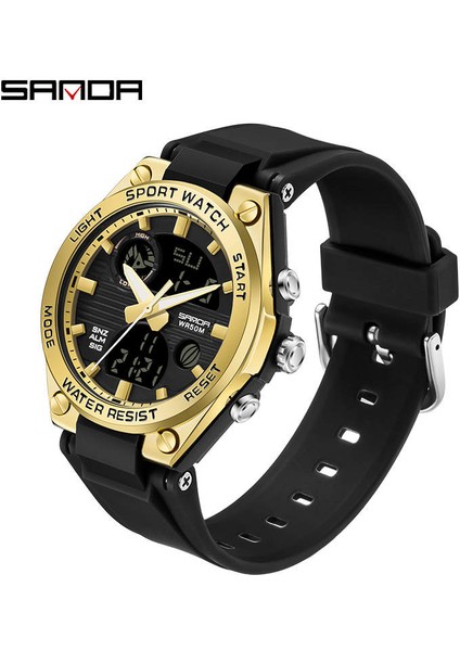 SDD2405 Sanda 6067 Alarmlı 5ATM Su Geçirmez Saatler Dijital Analog Erkek Bayan Spor Saat (Yurt Dışından)