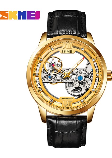 M031.02 Skmei M031 Antika Kişiselleştirilmiş Erkek Mekanik Saat Temizle Şeffaf Lüks Otomatik Vintage Iş Reloj Izle (Yurt Dışından)