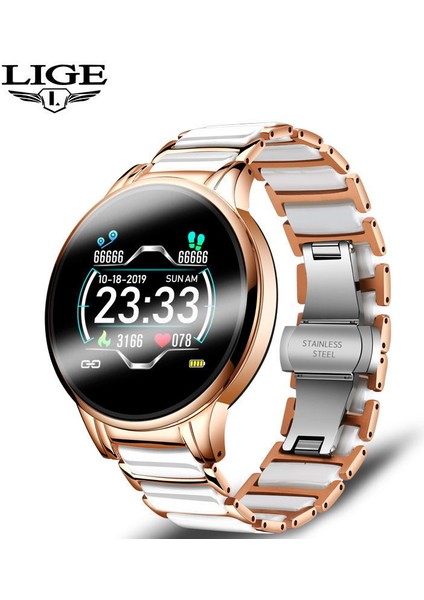 Çelik-Siyah Siyah Lige BW0156 Akıllı Saat Kadın Erkek Moda Su Geçirmez Spor Fitness Takipçisi Android Inteligente Seramik Kayış Akıllı Saatler Reloj (Yurt Dışından) fırsatları