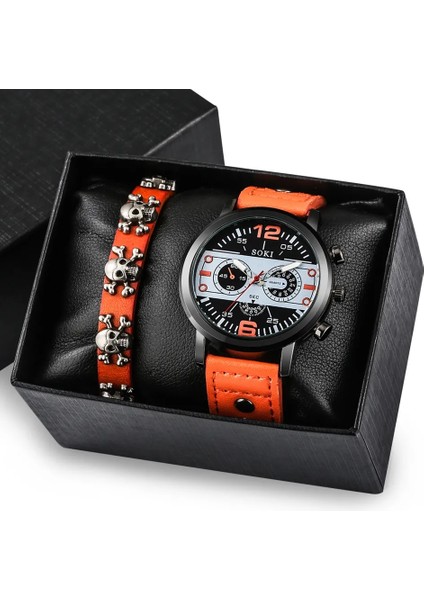 2 (Hediye Kutusu Mevcuttur) Lüks Yusa 320 Sıcak Satış Erkekler Kuvars Izle Hediye Seti Bilezik Seti Deri Kol Saatleri Moda Erkek Saatler Hediye Kutusu ile Erkek Çocuk Için (Yurt Dışından)