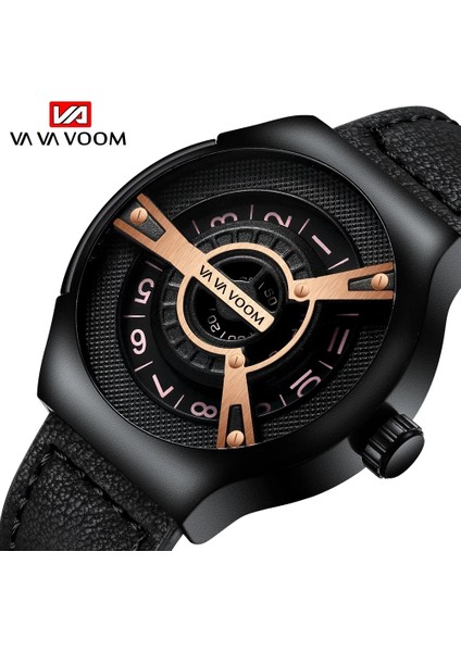 WKB362001 Vava Voom 275 Yaratıcı Kadran Kuvars Izle Erkekler Için Takvim Moda Deri Suya Dayanıklı Erkek Kol Saati (Yurt Dışından)