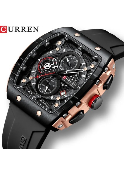 KRED8202 Curren 8442 2023 Curren 8442 Yeni Erkek Kuvars Izle 3ATM Su Geçirmez Bilek Izle Limunous Eller Takvim Kare Tasarım Kuvars Hareketli Saat (Yurt Dışından)