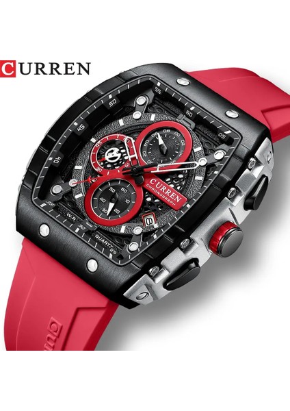 KRED8202 Curren 8442 2023 Curren 8442 Yeni Erkek Kuvars Izle 3ATM Su Geçirmez Bilek Izle Limunous Eller Takvim Kare Tasarım Kuvars Hareketli Saat (Yurt Dışından)