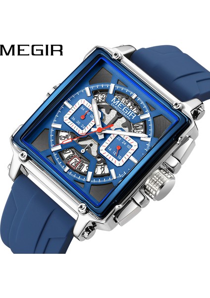MN2233GBE-2 Resim Olarak Megir 2233 Spor Kare Moda Ultra-Ince Örgü Kemer Su Geçirmez Kuvars Izle Rahat Iş Erkekler Saatler (Yurt Dışından)