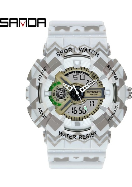 Beyaz Ismarlama Hip Hop Retro Altın Su Geçirmez Günlük Spor Dijital Saat Dış Mekan Saati (Yurt Dışından)