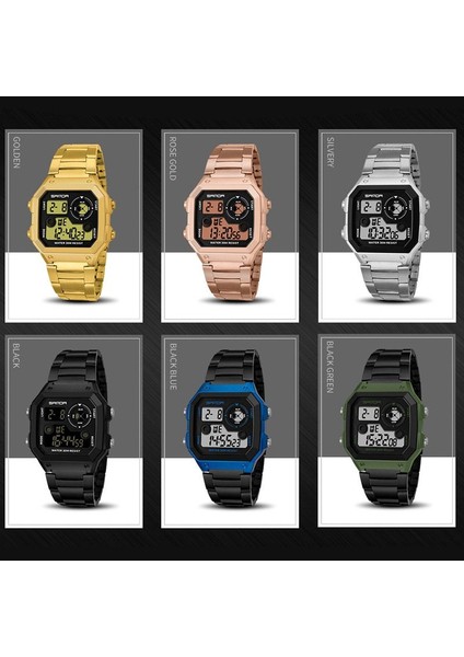 Beyaz Ismarlama Hip Hop Retro Altın Su Geçirmez Günlük Spor Dijital Saat Dış Mekan Saati (Yurt Dışından) indirimleri