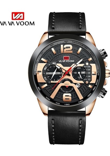 WKB372001 Vava Voom 230 Genç Moda Kuvars Izle Erkekler Için Su Geçirmez Chrono Eğlence Deri Erkek Saatler (Yurt Dışından)