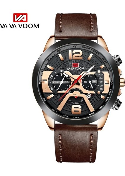 WKB372001 Vava Voom 230 Genç Moda Kuvars Izle Erkekler Için Su Geçirmez Chrono Eğlence Deri Erkek Saatler (Yurt Dışından)